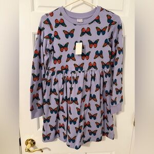 HANNA ANDERSSON Butterfly Sweater Dress French Terry Knit Size 10 (140) NWT
